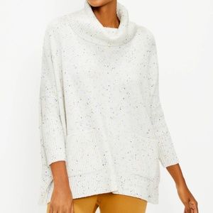Loft Flecked Pocket Poncho Sweater